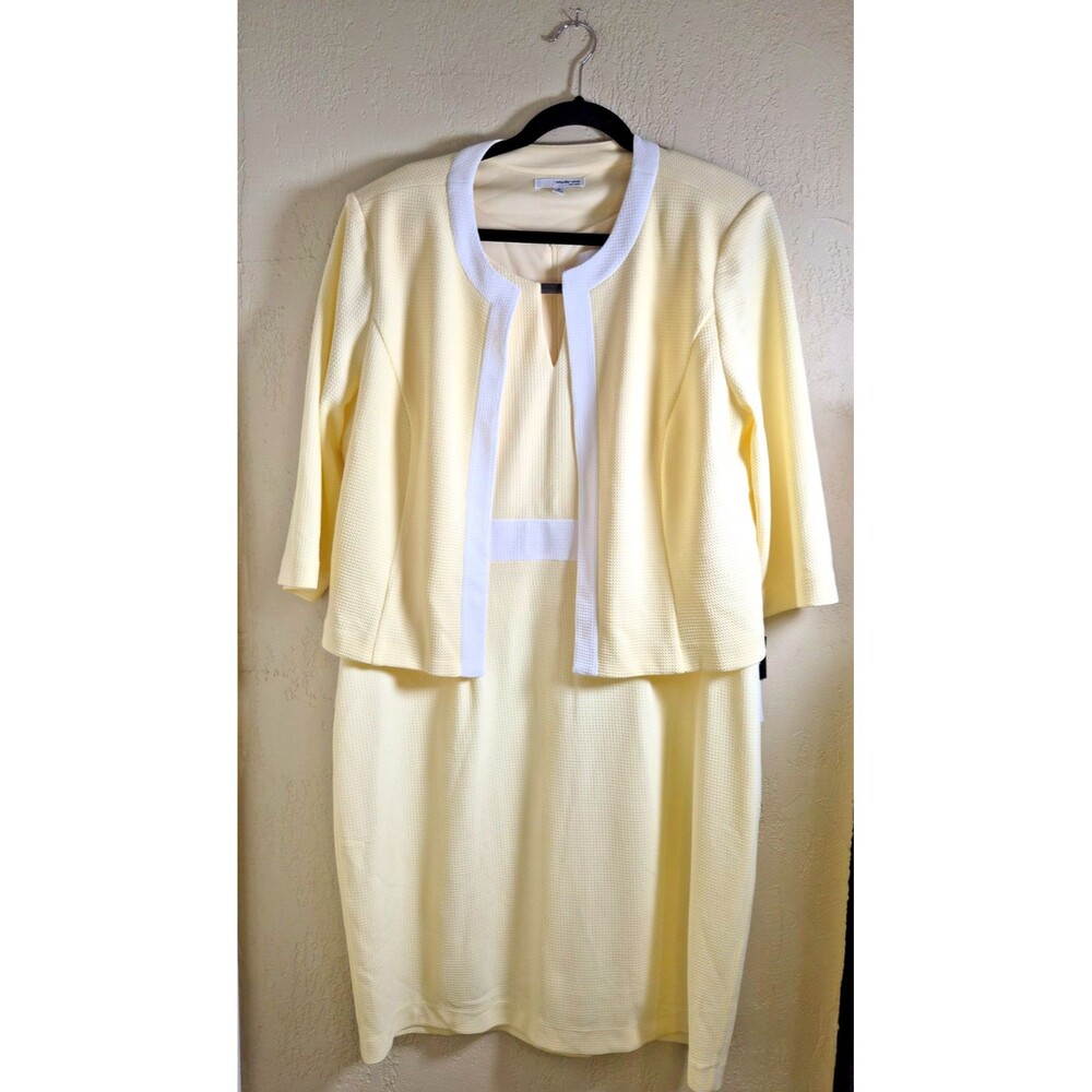 Studio One New York Yellow Sheath Dress and Jacket Set, Size 16, New with Tags